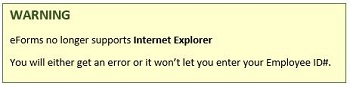 Warning IE not supported