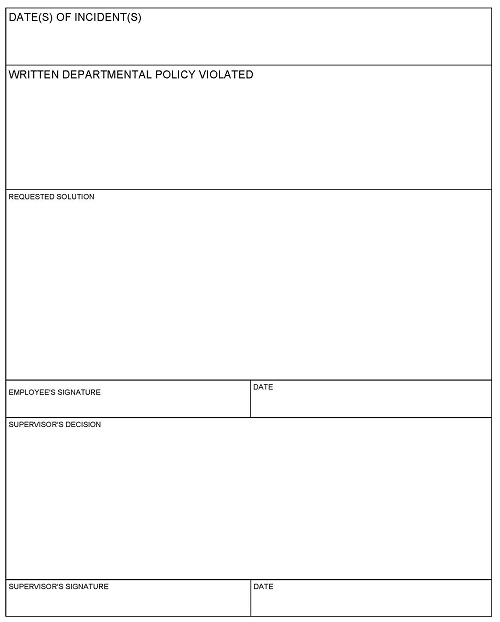 Departmental Grievance Form Page 2