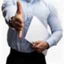 Businessman holding contract reaching hand out to shake 120