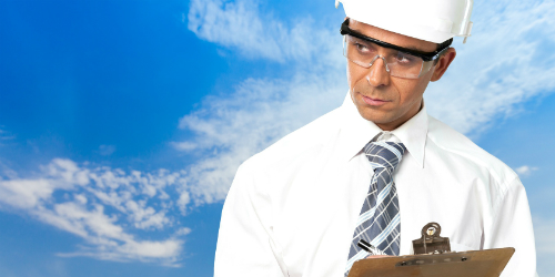 Inspector with Clipboard and Hardhat 500