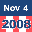 Small square graphic with 'Nov 4 2008' written on a patriotic background composed of red, white, and blue