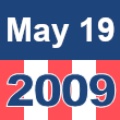 Small square graphic with 'May 19 2009' written on a patriotic background composed of red, white, and blue