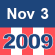 Small square graphic with 'Nov 3 2009' written on a patriotic background composed of red, white, and blue