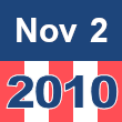 Small square graphic with 'Nov 2 2010' written on a patriotic background composed of red, white, and blue