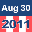 Small square graphic with 'Aug 30 2011' written on a patriotic background composed of red, white, and blue