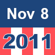 Small square graphic with 'Nov 8 2011' written on a patriotic background composed of red, white, and blue