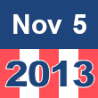 Small square graphic with 'Nov 5 2013' written on a patriotic background composed of red, white, and blue