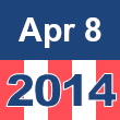 Small square graphic with 'Apr 8 2014' written on a patriotic background composed of red, white, and blue