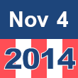 Small square graphic with 'Nov 4 2014' written on a patriotic background composed of red, white, and blue