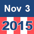 Small square graphic with 'Nov 3 2015' written on a patriotic background composed of red, white, and blue