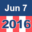 Small square graphic with 'Jun 7 2016' written on a patriotic background composed of red, white, and blue