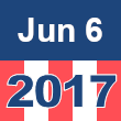 Small square graphic with 'Jun 6 2017' written on a patriotic background composed of red, white, and blue