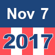 Small square graphic with 'Nov 7 2017' written on a patriotic background composed of red, white, and blue