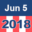 Small square graphic with 'Jun 5 2018' written on a patriotic background composed of red, white, and blue