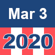 Small square graphic with 'Mar 3 2020' written on a patriotic background composed of red, white, and blue