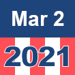Small square graphic with 'Mar 2 2021' written on a patriotic background composed of red, white, and blue