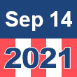 Small square graphic with 'Sep 14 2021' written on a patriotic background composed of red, white, and blue