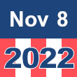 Small square graphic with 'Nov 8 2022' written on a patriotic background composed of red, white, and blue
