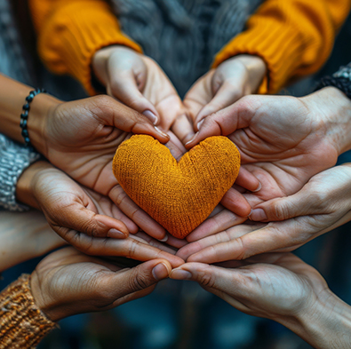 community of hands holding a heart